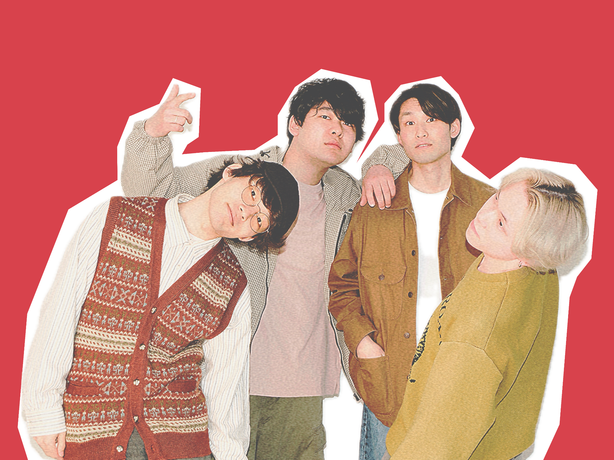 赤い背景に並ぶSweetsの4人